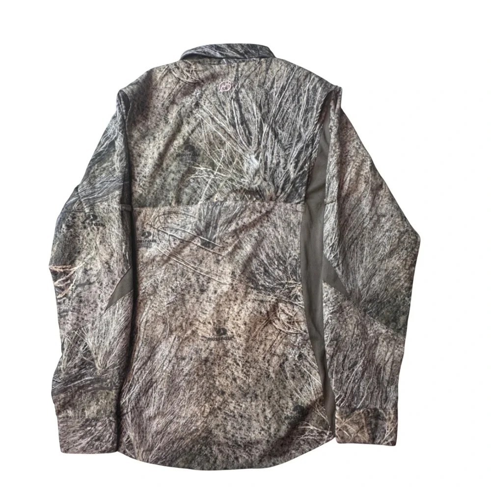 Magellan Shirt Womens M Brown Mossy Oak‎ Camo Hunt Gear Mesh Panel Button Down